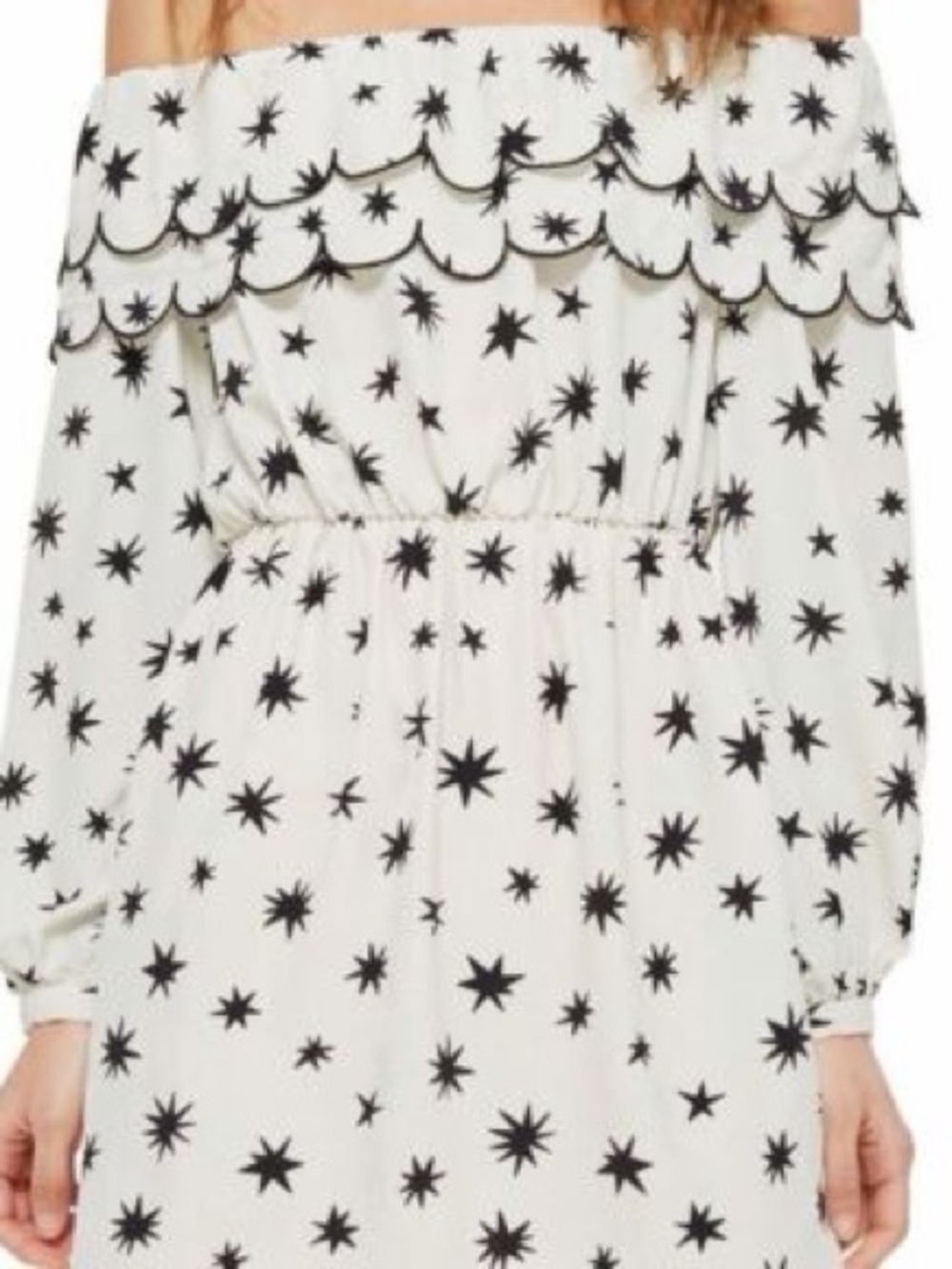 Topshop White Ruffle Star-Print Dress - Picture 2 of 4